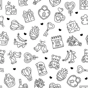 Valentine day seamless pattern set Stock Illustration