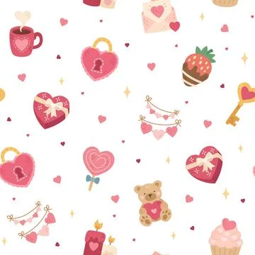 Valentine day seamless pattern set イラスト素材