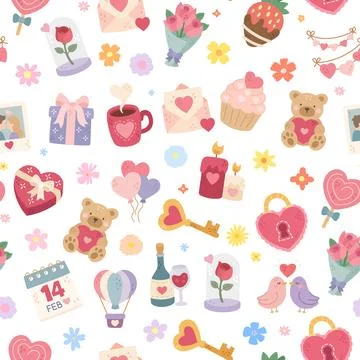 Valentine day seamless pattern set Stock Illustration