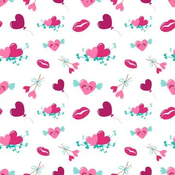 Valentine day seamless patterns and decorative elements Illustrazione stock