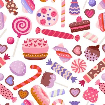 Valentine day sweet pattern with different cupcake Stock Illustration