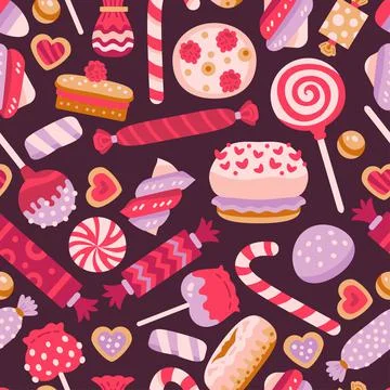 Valentine day sweet pattern with different cupcake Stock Illustration