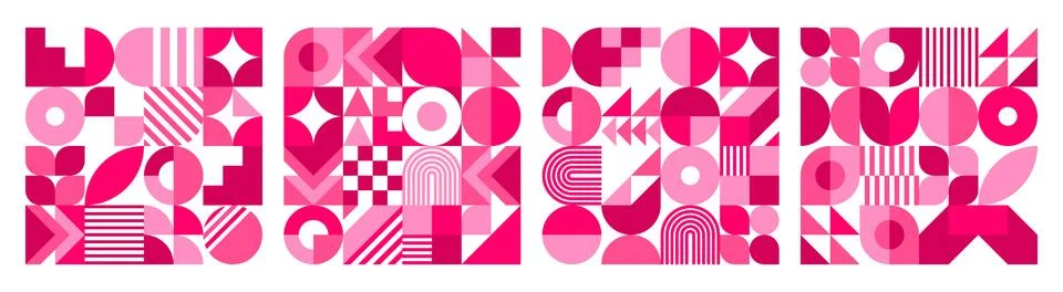 Valentine day tile patterns with geometric shapes Illustrazione stock