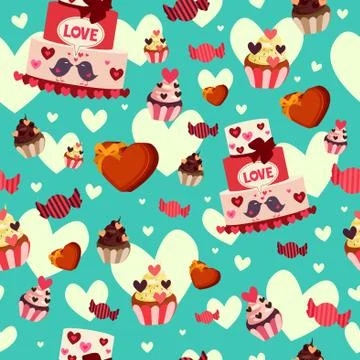 Valentine Day Wallpaper Seamless Pattern Background Stock Illustration