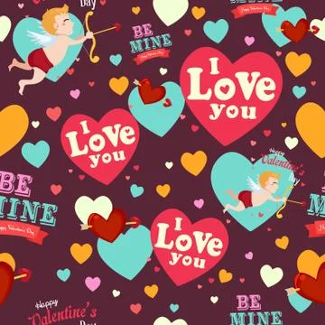 Valentine Day Wallpaper Seamless Pattern Background Illustrazione stock