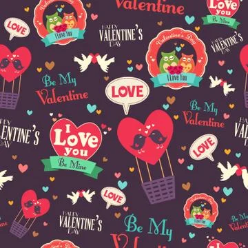Valentine Day Wallpaper Seamless Pattern Background Illustrazione stock