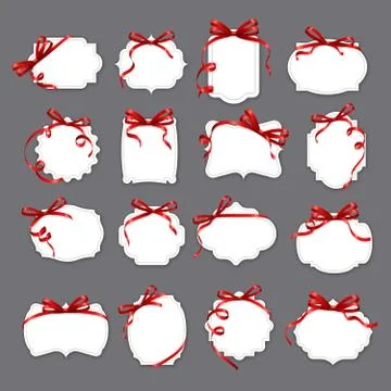 Valentine day, wedding paper frames in red ribbons Stock Illustration