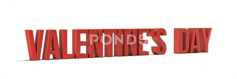 Valentine day word. 3D Render illustration in white background Stock Illustration