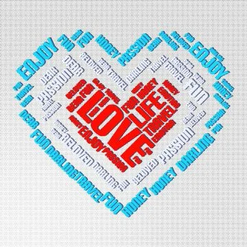 Valentine day word cloud collage, heart concept background Stock Illustration