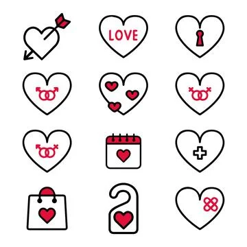 Valentine Doodle Elements Set Stock Illustration
