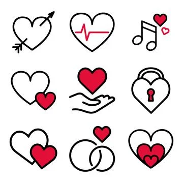 Valentine Doodle Elements Set Stock Illustration