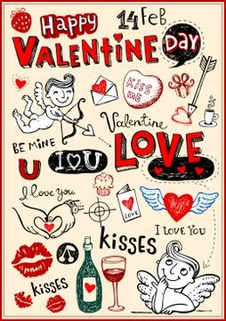 Valentine doodles Stock Illustration