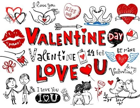 Valentine doodles Stock Illustration