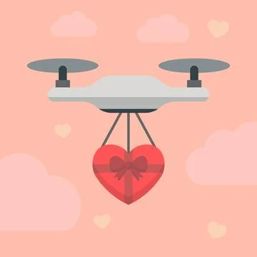 Valentine drone gift Illustrazione stock