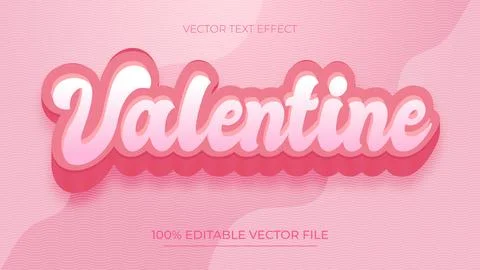 Valentine editable text effect 3d font effect pink color theme Stock Illustration