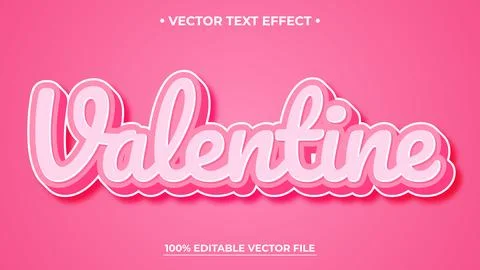 Valentine editable text effect, customizable pink and girl 3d font style Stock Illustration