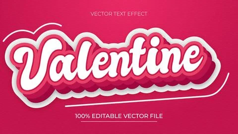 Valentine editable text effect template 3d font effect pink color Illustration