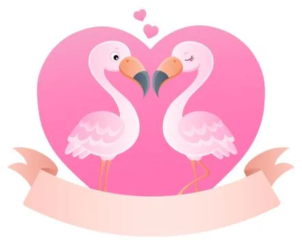 Valentine flamingos topic image Stock Illustration
