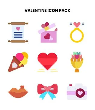 Valentine Flat Icons Pack Stock Illustration