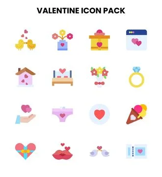 Valentine Flat UI Icons Pack Stock Illustration