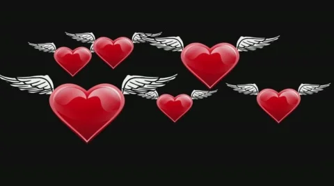 Valentine flying hearts, loop able, alpha channel included Stock Footage 58583052