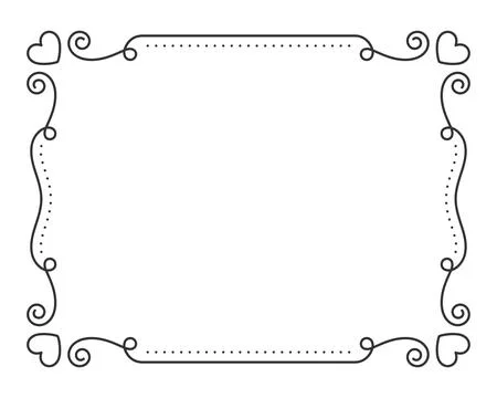 Valentine frame border divider text black line Illustrazione stock