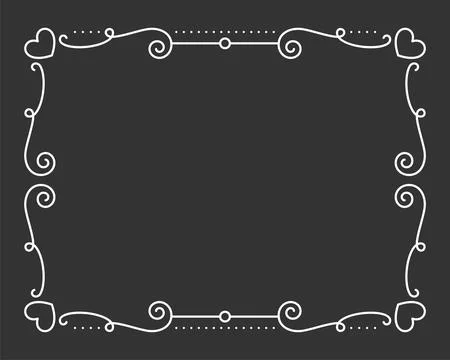 Valentine frame border divider text white line Stock Illustration