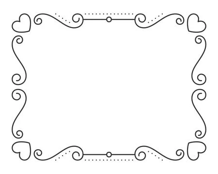 Valentine frame border divider text black line Stock Illustration