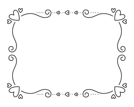 Valentine frame border divider text black line Stock Illustration