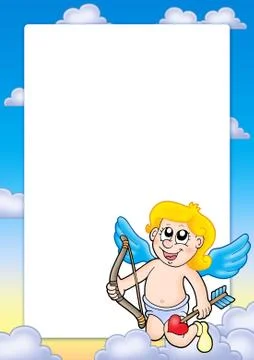 Valentine frame with Cupid  Stock Illustration