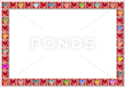 Valentine frame with pastel colored hearts Stock Illustration