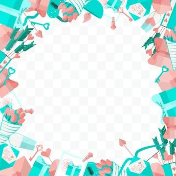 Valentine frame with transparent background Stock Illustration