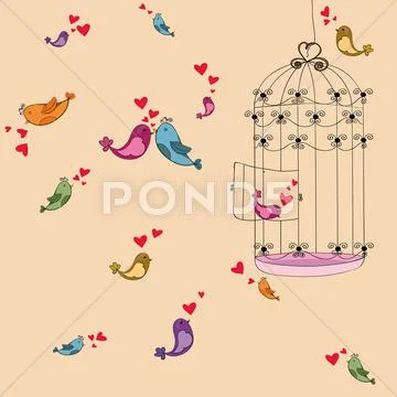 Valentine freedom bird love background Stock Illustration