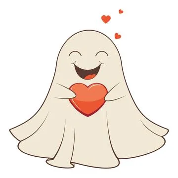 Valentine ghost with heart Ilustração Stock