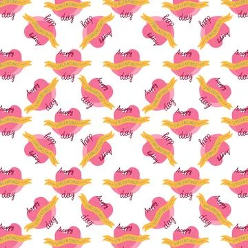 Valentine gnomes vector seamless pattern on a white background. Can be used.. Stock Illustration