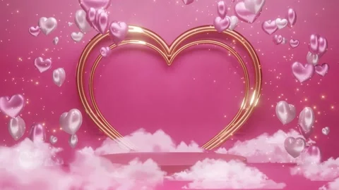 Valentine gold heart shape with cloud background. Stock Footage 229687585