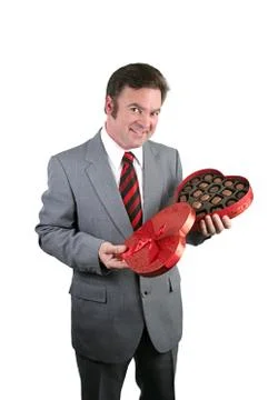 Valentine Guy &amp; Chocolates Stock Photos