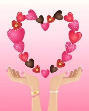 Valentine hands Stock Illustration