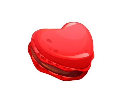 Valentine heart macaron cookie with red glossy top Stock Illustration