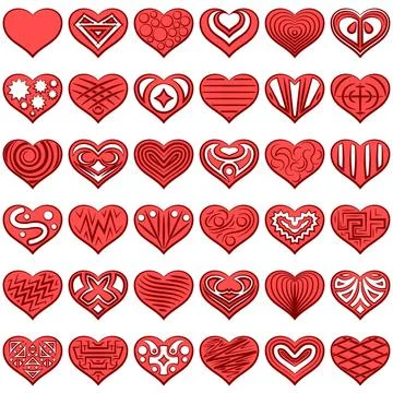 Valentine Heart with Patterns Illustrazione stock