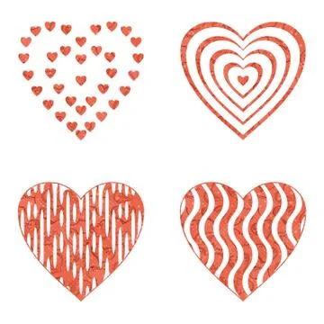 Valentine heart with patterns, set Stock Illustration