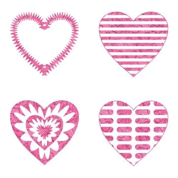 Valentine heart with patterns, set Stock Illustration