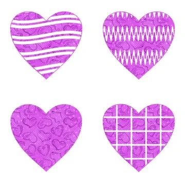 Valentine heart with patterns, set Stock Illustration