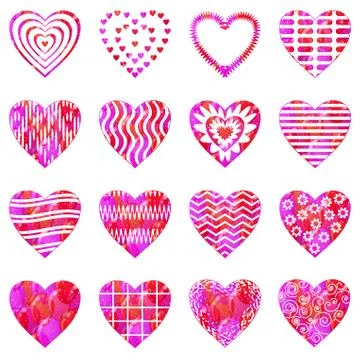 Valentine heart with patterns, set Stock Illustration
