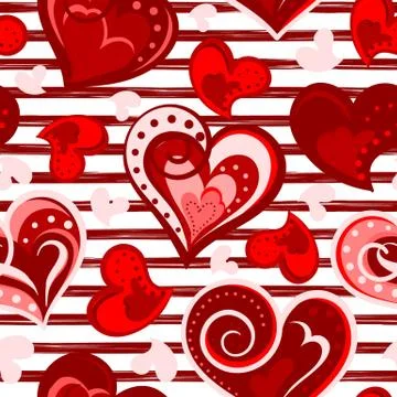 Valentine heart seamless background. Vector. Hand draw hearts, romantic pattern. Stock Illustration