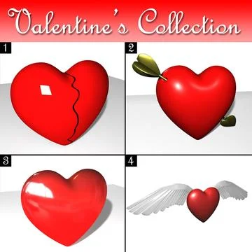 Valentine Heart Set 3D Model