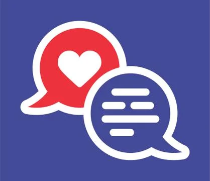 Valentine heart solid vector icon with two chat bubble. Romantic message vect 스톡 일러스트