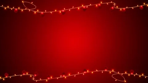 Valentine Heart String Lights on Red Background Stock Footage 341034248