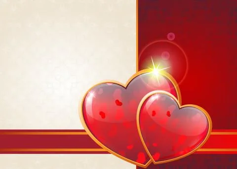 Valentine hearts and ribbon Stock Illustration