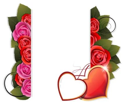 Valentine hearts and roses background Stock Illustration